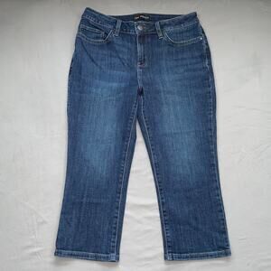 LEE Regular Fit Mid Rise Capris Size 8 Blue Denim Petite Cropped Pants Jeans